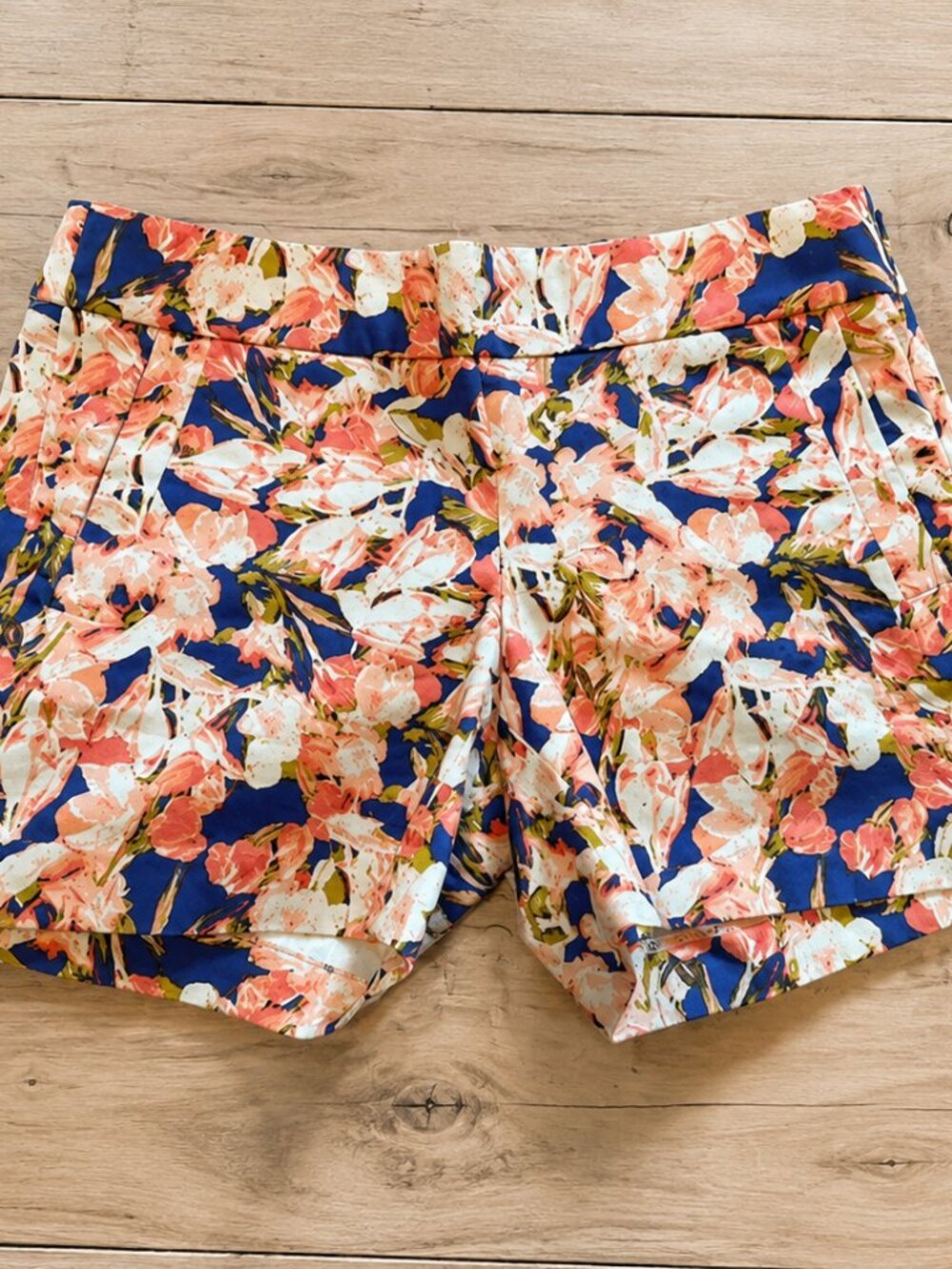 J.Crew Floral Shorts Size 2 Blue Pink Tropical Print Summer Shorts